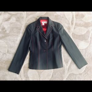 Black Fitted Blazer with Pink Zigzag Stitch Sz 4